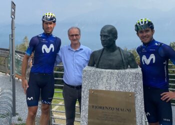 Erviti e Barta con Antonio Molteni, presidente del Museo del Ghisallo