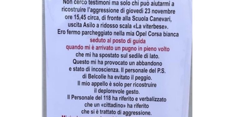 76enne tappezza di cartelli la zona dove è stato picchiato