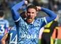 la gioia di Alessandro Gabrielloni dopo la rete decisiva segnata contro il Modena (foto Roberto Colombo)