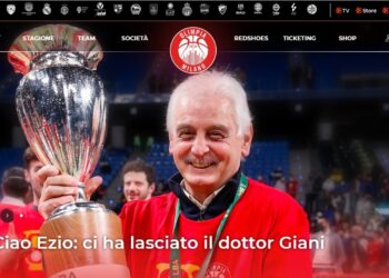 Ezio Giani ricordato sull'homepage dell'Olimpia Milano