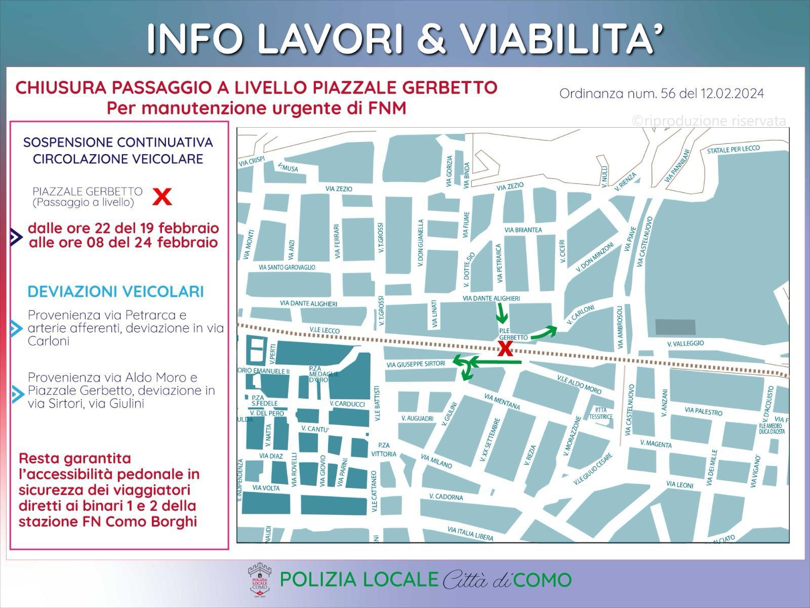 Lavori urgenti, chiude il passaggio a livello di piazzale Gerbetto