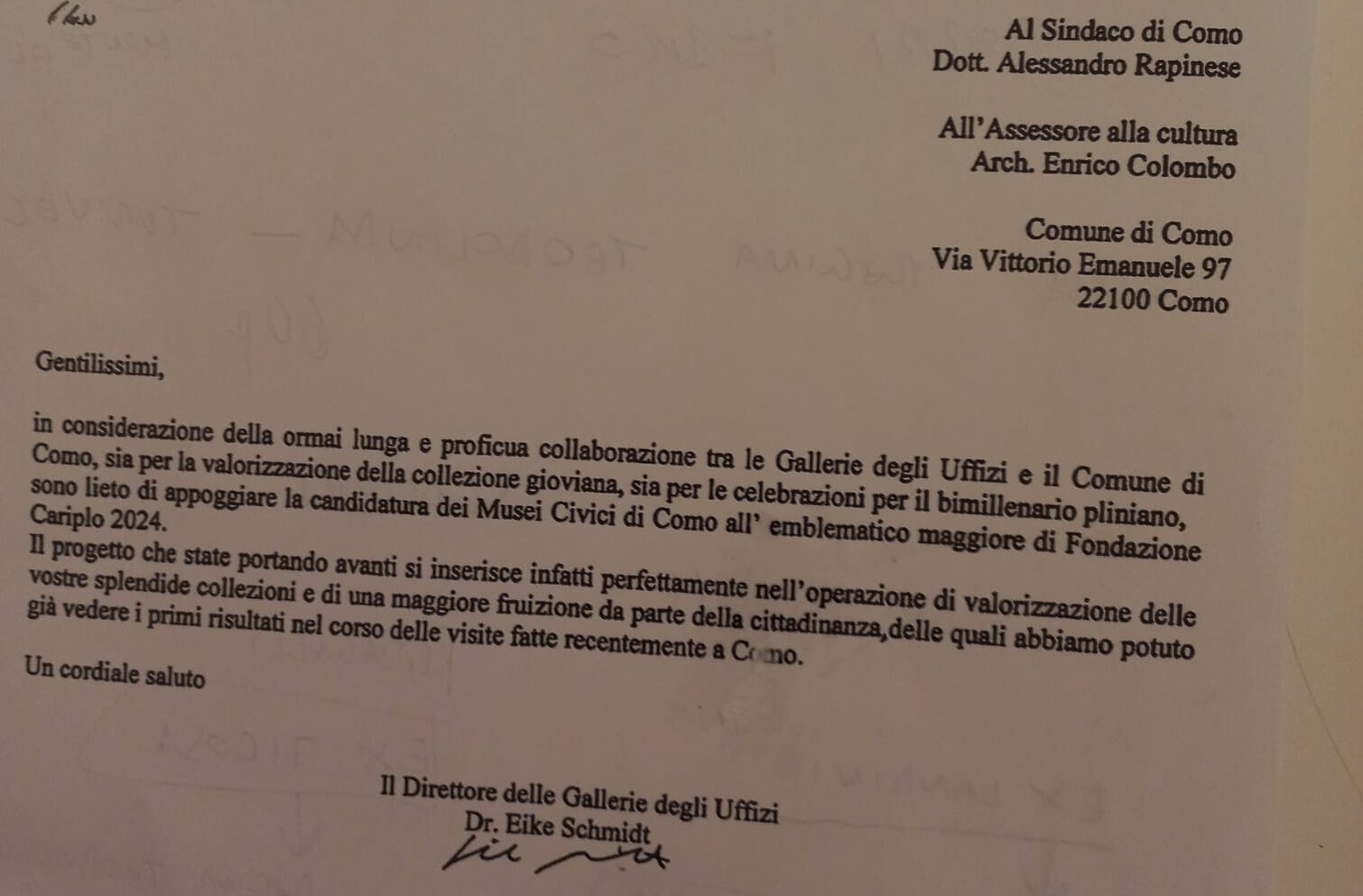 La lettera del direttore degli Uffizi al Comune di Como: “Appoggio la candidatura dei Musei civici al bando Cariplo”
