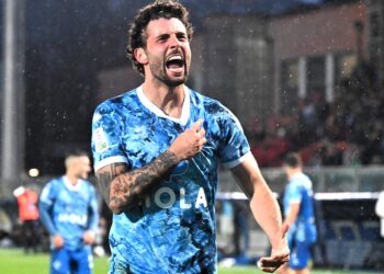 La gioia di Patrick Cutrone subito dopo la rete del definitivo 2-1 con il Venezia (foto Roberto Colombo)
