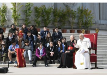 L'incontro con i ragazzi di Venezia alla Basilica della Salute