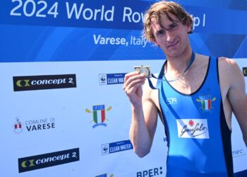 Patrick Rocek con la medaglia d'oro (foto canottaggio.org-Perna)