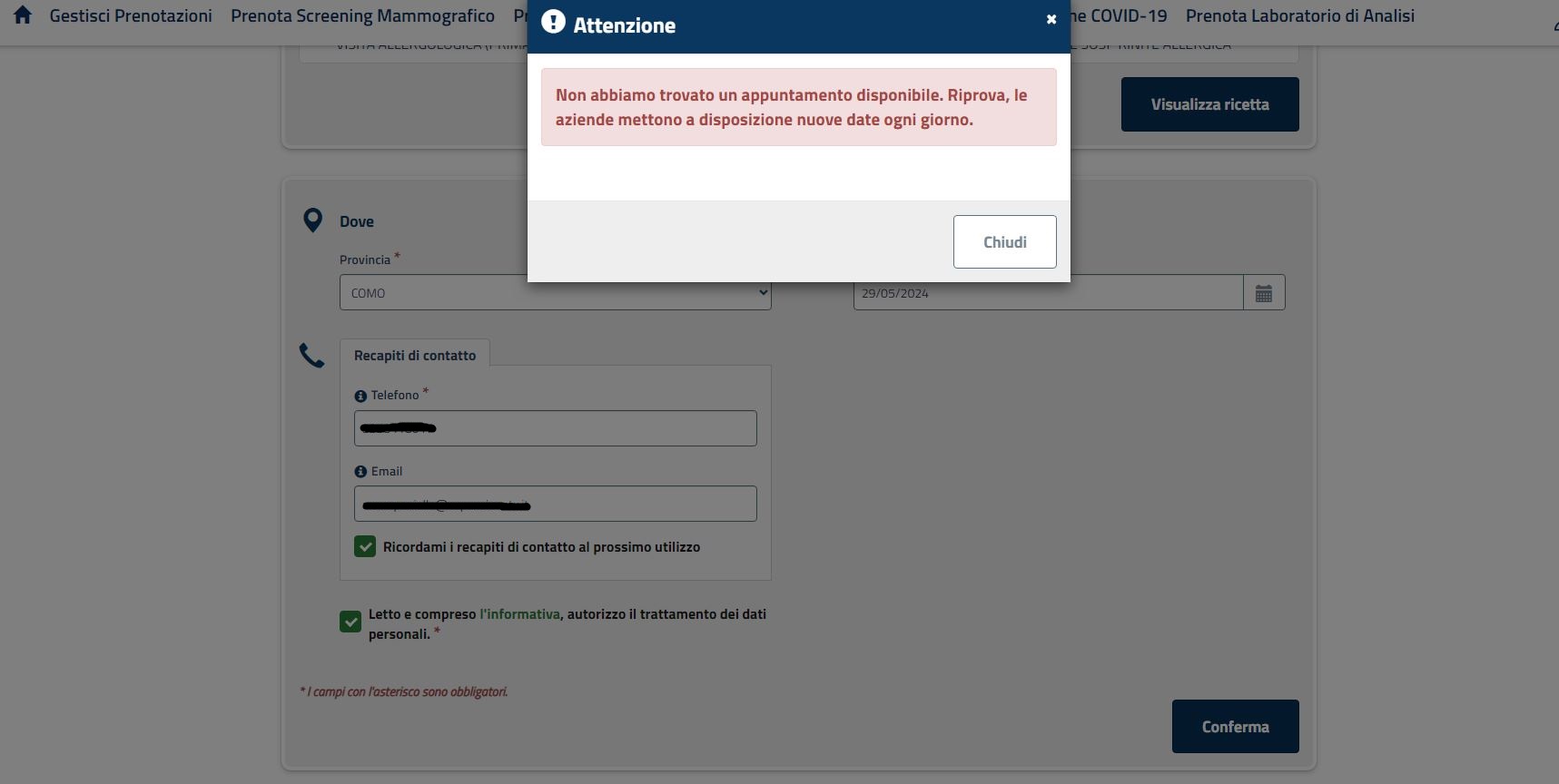 Visita allergologica, prenotazione impossibile. In Lombardia nessuna disponibilità in sette province