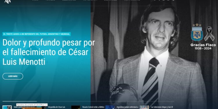 Il ricordo di Menotti sul sito della Federazione argentina