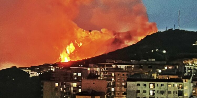 Zona boschiva in fiamme da alcune ore