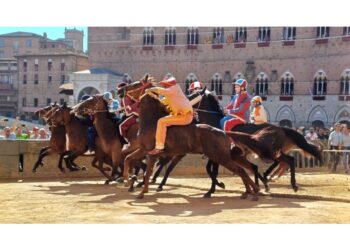 Con il fantino Gabriele Puligheddu sul cavallo Ardeglina