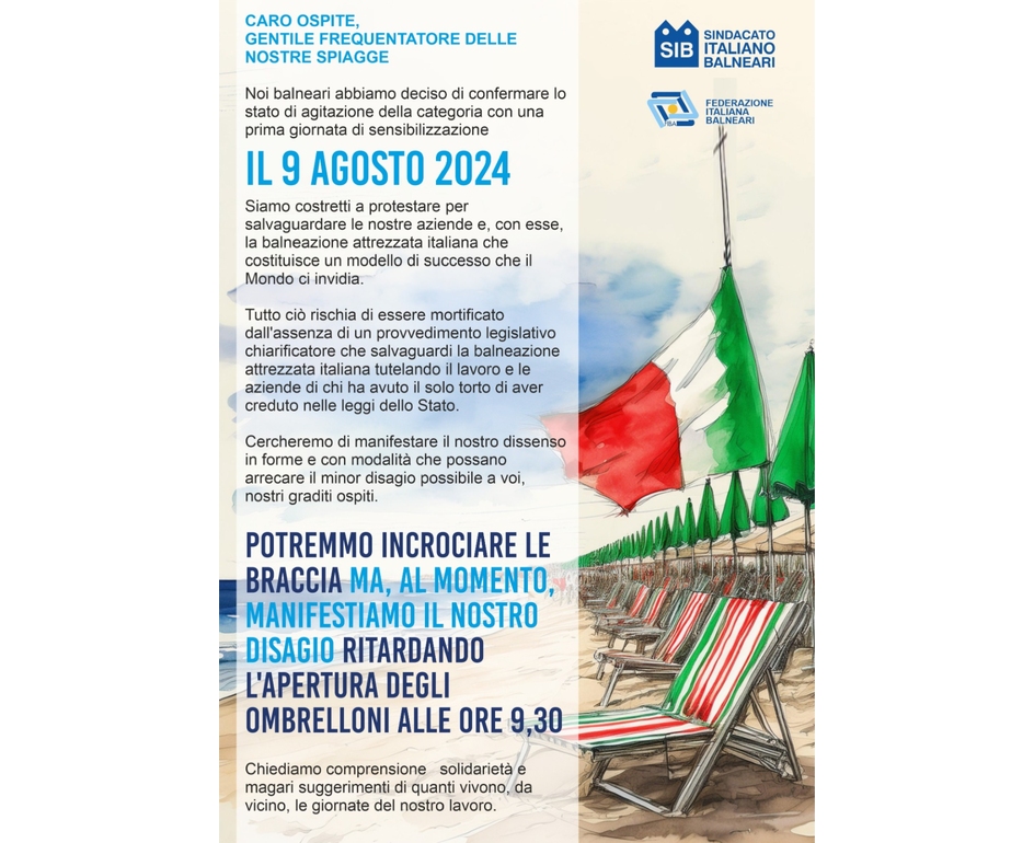 Messaggio sulle spiagge, ‘scusate disagio, difendiamo il lavoro’
