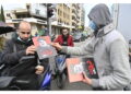 Bandiere di Hezbollah e poster con Nasrallah