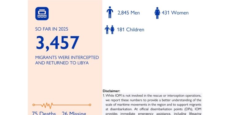 'Dall'inizio dell'anno 3.457 migranti riportati in Libia'