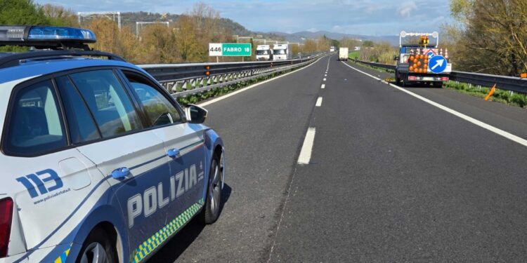 L'incidente sulla carreggiata nord nei pressi di Orvieto