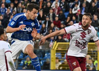 La rete decisiva del greco Douvikas contro il Torino (foto Roberto Colombo)