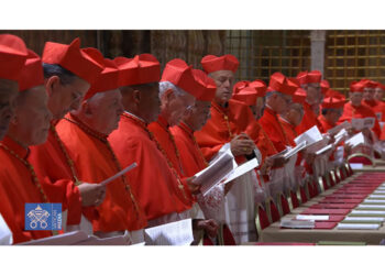 Legge il testo a nome di tutti Pietro Parolin