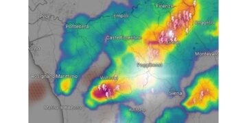 A Pomarance 64 mm pioggia in un'ora. Forti temporali in Toscana
