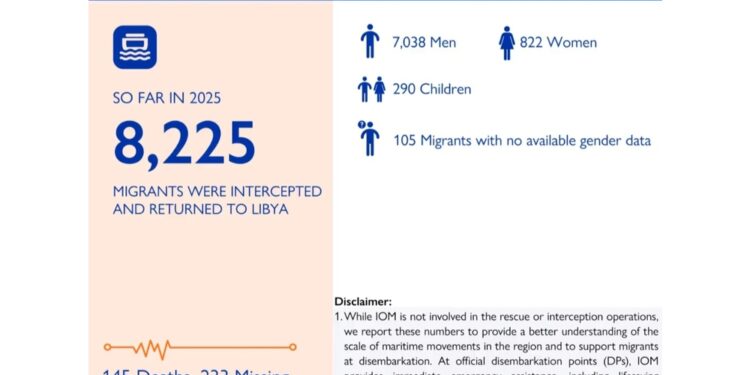 8.225 migranti riportati in Libia dall'inizio dell'anno al 10/5