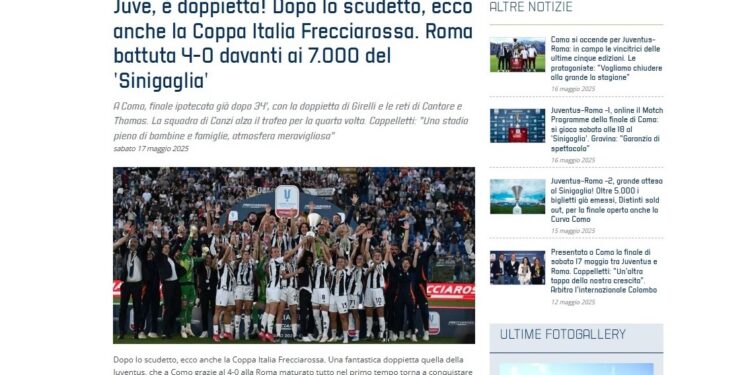 Dal sito della Figc, la pagina dedicata alla finalissima di Coppa Italia a Como