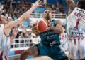 Un momento della semifinale tra Rieti e Cantù