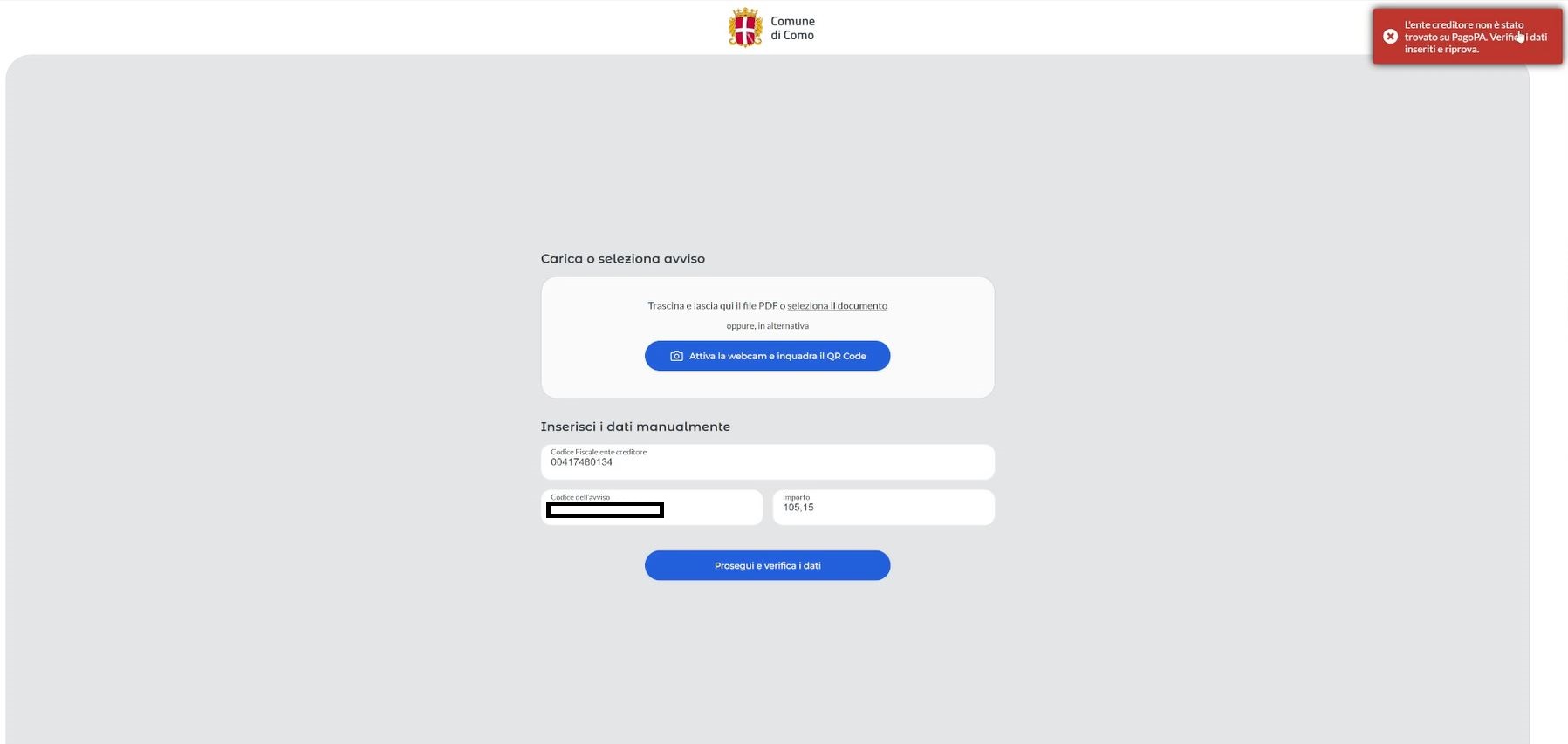 Como, errore nel portale del Comune per il pagamento delle multe