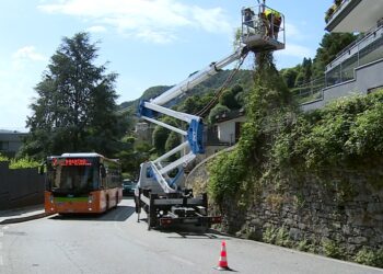 Cantiere in via Bixio a Como