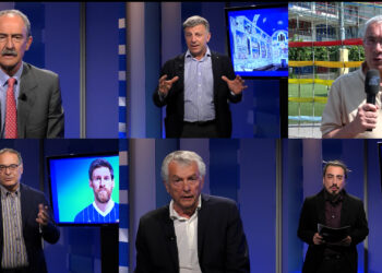 Dall'angolo in alto a sinistra, in senso orario: Mario Guidotti, Sergio Gaddi, Marco Guggiari, Massimo Moscardi, Giorgio Albonico e Joere Olivo
