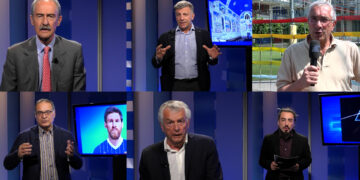 Dall'angolo in alto a sinistra, in senso orario: Mario Guidotti, Sergio Gaddi, Marco Guggiari, Massimo Moscardi, Giorgio Albonico e Joere Olivo