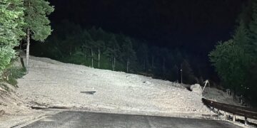 Il distacco la notte scorsa in seguito ad un forte temporale