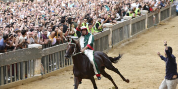 Col fantino Giovanni Atzeni sul cavallo Diodoro
