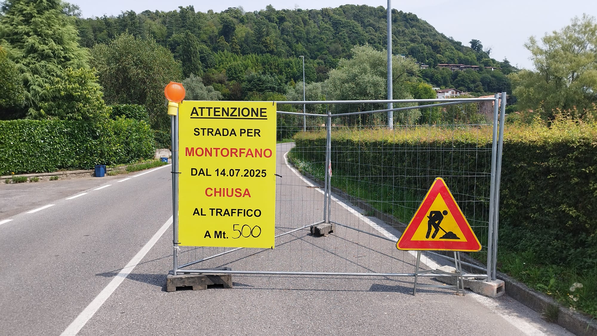 Strettoia di Montorfano chiusa fino al 30 agosto