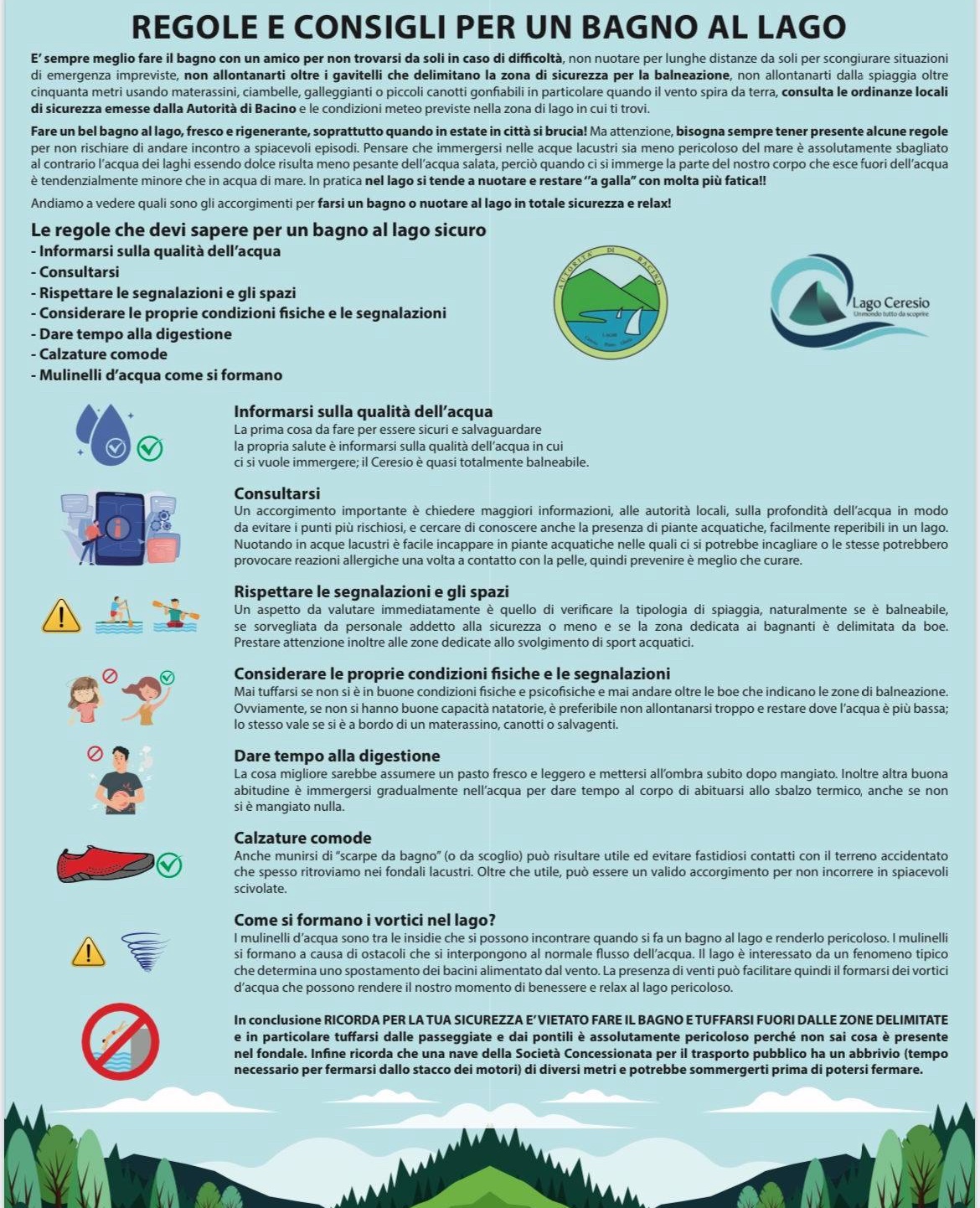 Autorità di Bacino del lago Ceresio, Piano e Ghirla: appello ai bagnanti