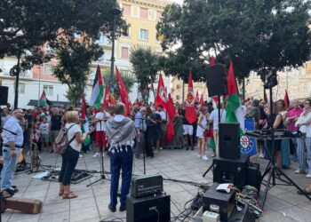 Striscioni e bandiere alla manifestazione promossa dalla Cgil