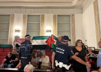 Bandiere palestinesi e grida