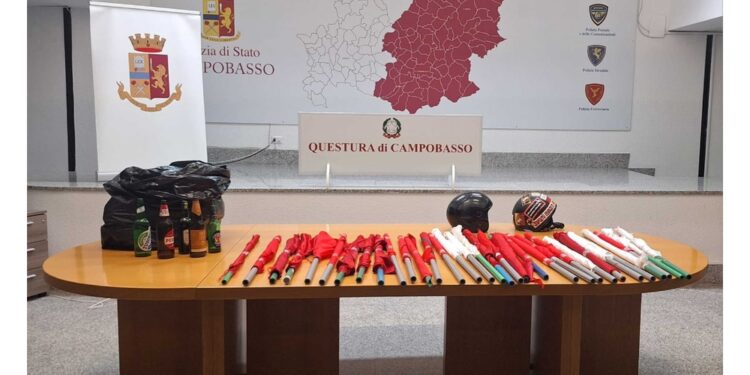 Materiale scoperto a Campobasso al termine della gara di LegaPro