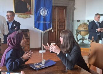 Durante la sua visita all'Ateneo di Pisa