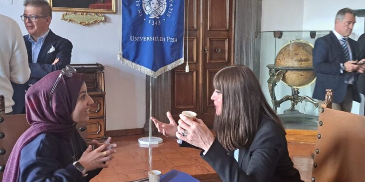 Durante la sua visita all'Ateneo di Pisa