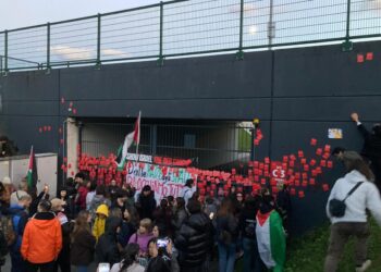 Erano 450 secondo la questura. Sostegno a Global Sumud Flotilla