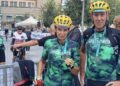 Norma Gimondi con il cugino Massimo all'arrivo della Gran Fondo a Cantù