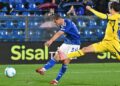 Vojvoda segna la terza rete nella sfida contro il Verona (foto Roberto Colombo)