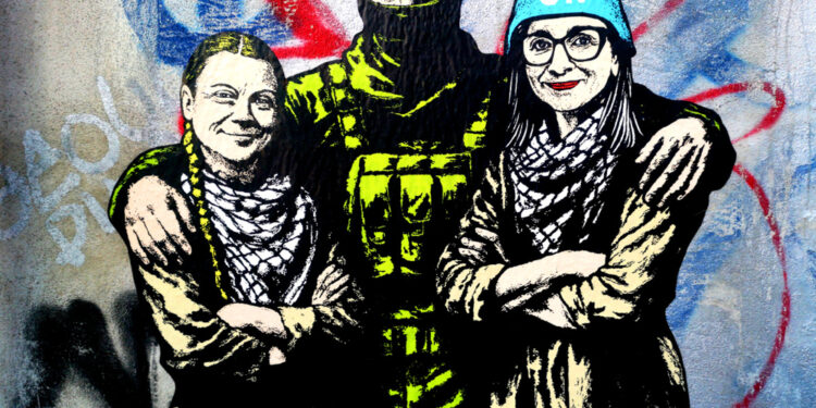 Opera di aleXandro Palombo per la mobilitazione pro Pal