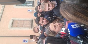 All'uscita dal Tribunale di Pavia dopo l'incidente probatorio