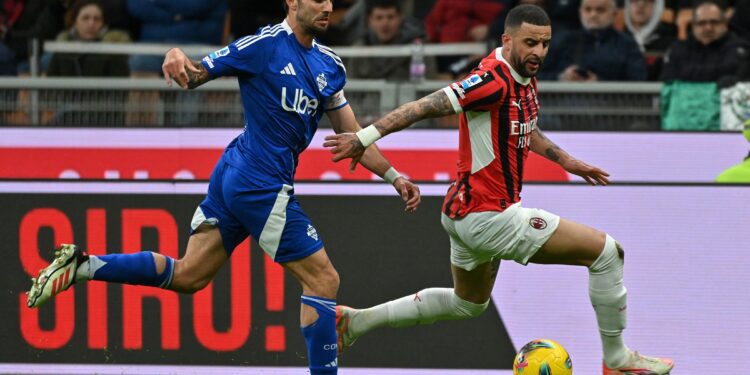 Patrick Cutrone in azione in Milan-Como della stagione 2024-2025 (foto Roberto Colombo)