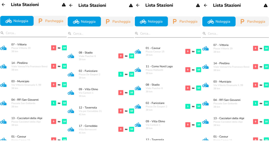 Gli screen dell'app di Bike & Co fatte dal segretario Rossi