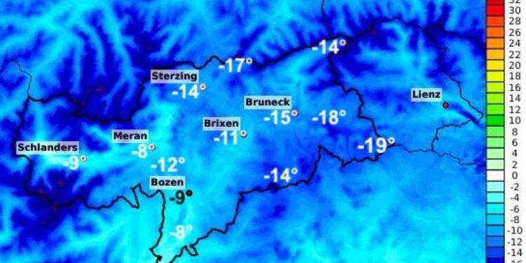 Resta lontano il record storico di -29 gradi del 1969 a Dobbiaco