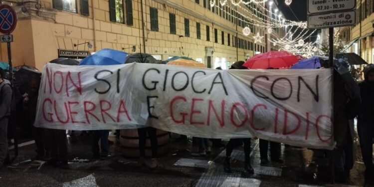 Ad Ancona manifestanti contestano la partecipazione di Israele a Milano Cortina