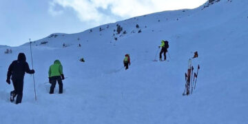 A Chiusaforte (Udine). Sul posto elicotteri