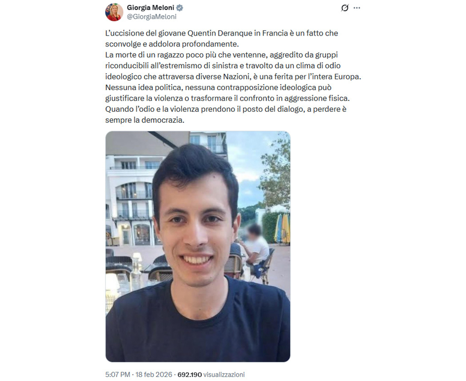 Fonti Chigi, stupore per Macron, da Meloni vicinanza ai francesi