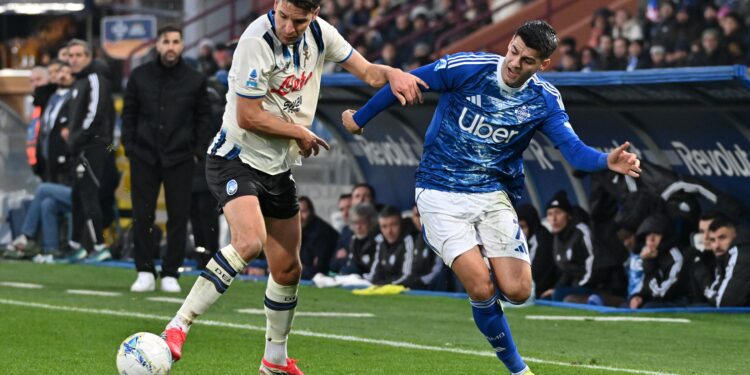 Morata in azione contro l'Atalanta (foto Roberto Colombo)