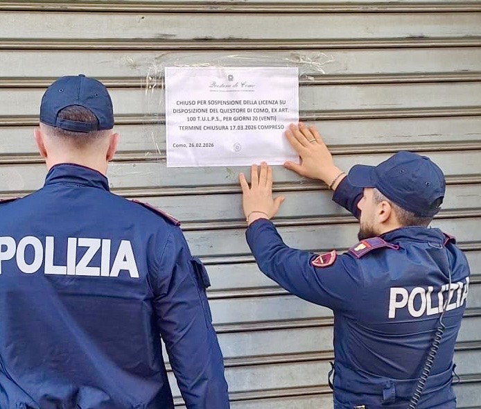 Bar De Luxe di Como, attività sospesa per 20 giorni