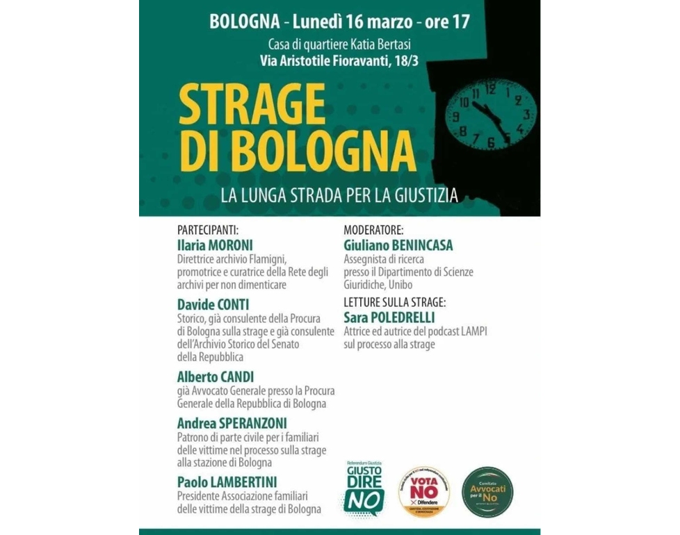 Familiari vittime via Fani, ‘ci dissociamo da evento a Bologna su strage’